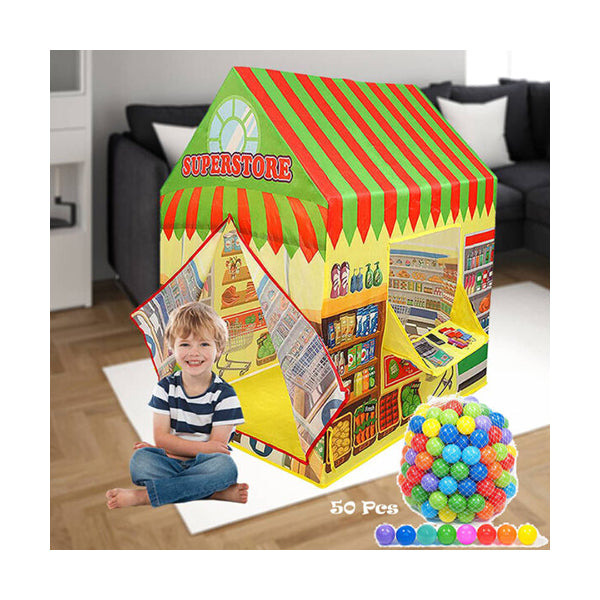 Mobileleb Outdoor Play Equipment Yellow / Brand New Super Store, Tent Play House for Kids With 50Pcs Colored Ball - 98177