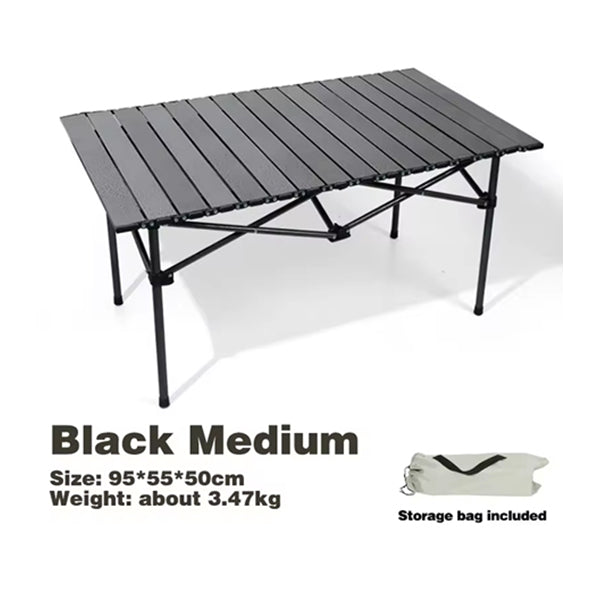 Mobileleb Outdoor Recreation Black / Brand New Foldable Camping Table Aluminum Folding Size: 95 x 55 x 50 cm - 16060