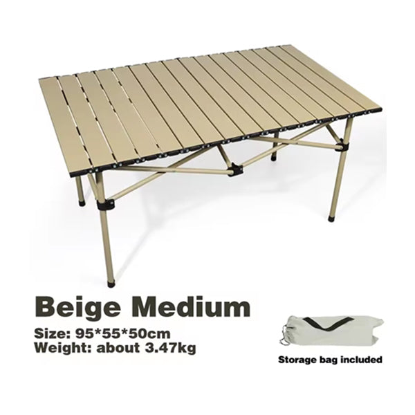 Mobileleb Outdoor Recreation Beige / Brand New Foldable Camping Table Aluminum Folding Size: 95 x 55 x 50 cm - 16060