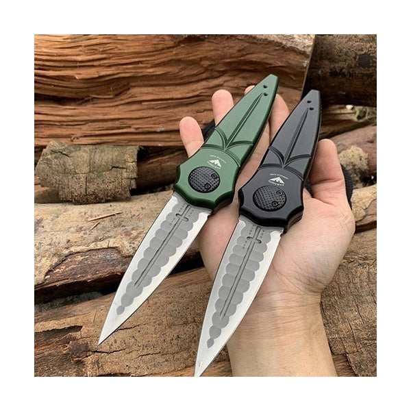 Mobileleb Outdoor Recreation PARAGON WARLOCK Gravity Knife D2 Steel Double Edge Dagger Folding Gravity Knife Pocket Knife Aluminum Handle