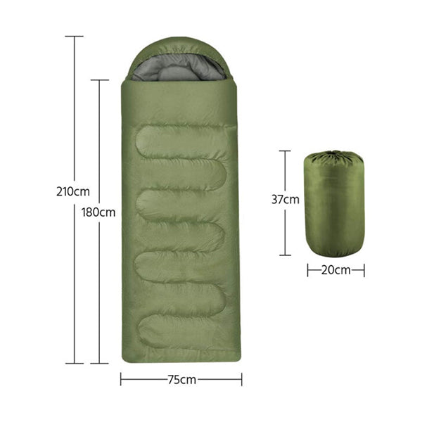 Mobileleb Outdoor Recreation Green / Brand New Polyester Outdoors 4 Seasons Individual Sleeping Bag (L180+30 X W75) Cm (L180+30 X W75) CM - 10110