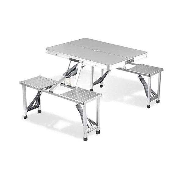 Mobileleb Outdoor Recreation Silver / Brand New Portable Aluminum 4-person Picnic Folding Table - 2023-FG3