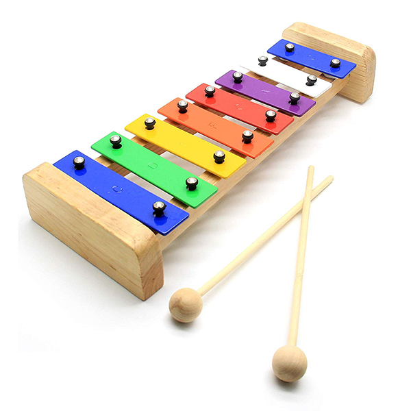 Mobileleb Percussion Instruments Brand New / 1 Year Wood Pine Xylophone Percussion Musical Toy With 8-Note 3mm Colorful Aluminum Plate C Key