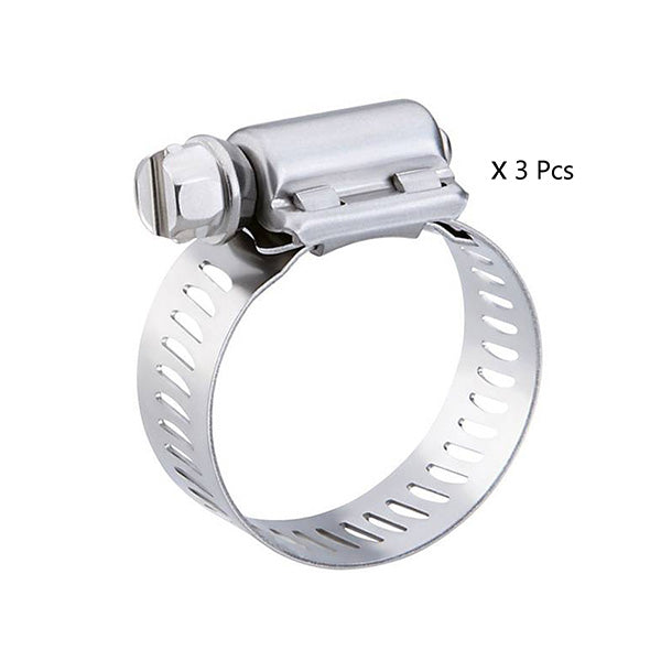 Mobileleb Plumbing Silver / Brand New 3 Pcs/ Power-Seal Stainless Steel Hose Clamp - Dh006