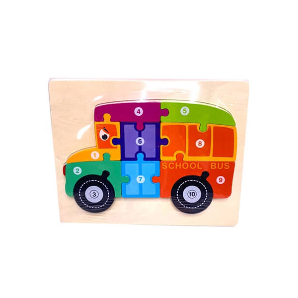 Mobileleb Puzzles Brand New 3D Wooden Puzzle, High-quality Puzzle, Suitable for Girls and Boys - Bus - 15716B