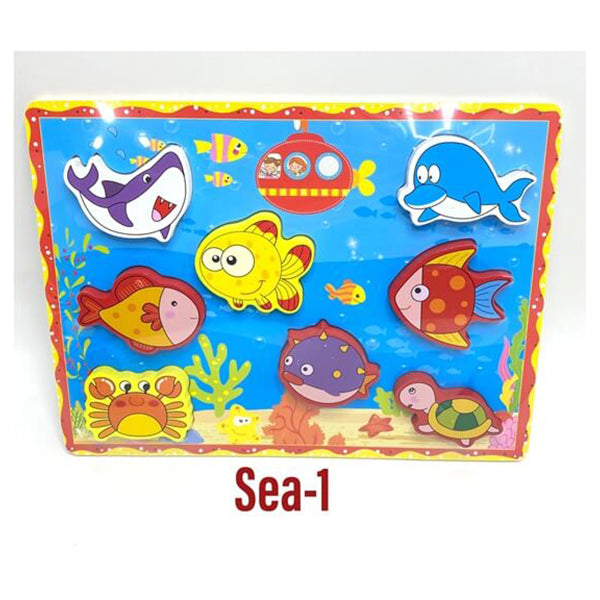 Mobileleb Puzzles Brand New Kids Wood Puzzle, Puzzle For Kids, Suitable for Learning and Enjoying Different Shapes and Colors - Sea-1 - 15717-1