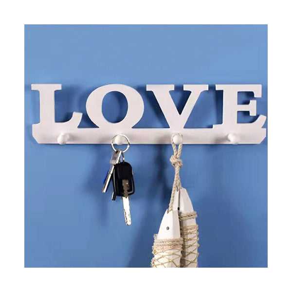 Mobileleb Shelving White / Brand New Wood Love Wall Shelf & Key Holder - 89867