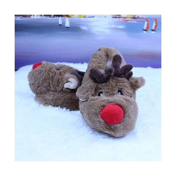 Mobileleb Shoes Brown / Brand New Christmas Deer Soft Stuffed Plush Slippers - 97365-1, Available in Different Colors