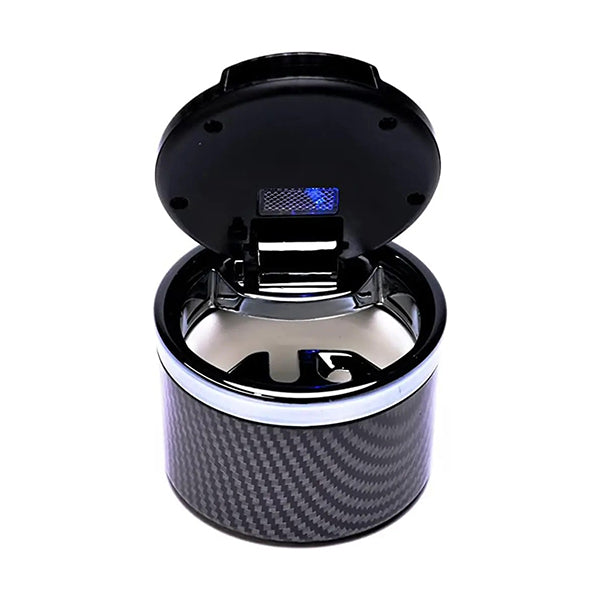 Mobileleb Smoking Accessories Carbon Car Ashtray With Blue Led - 12216