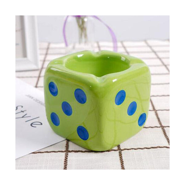 Mobileleb Smoking Accessories Green / Brand New Ceramic Dice Ashtrays - Size: 9 x 8 cm - 97705