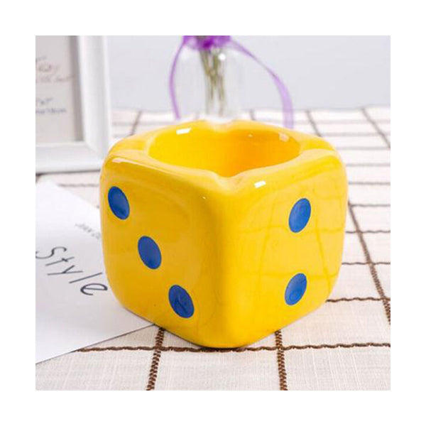 Mobileleb Smoking Accessories Yellow / Brand New Ceramic Dice Ashtrays - Size: 9 x 8 cm - 97705