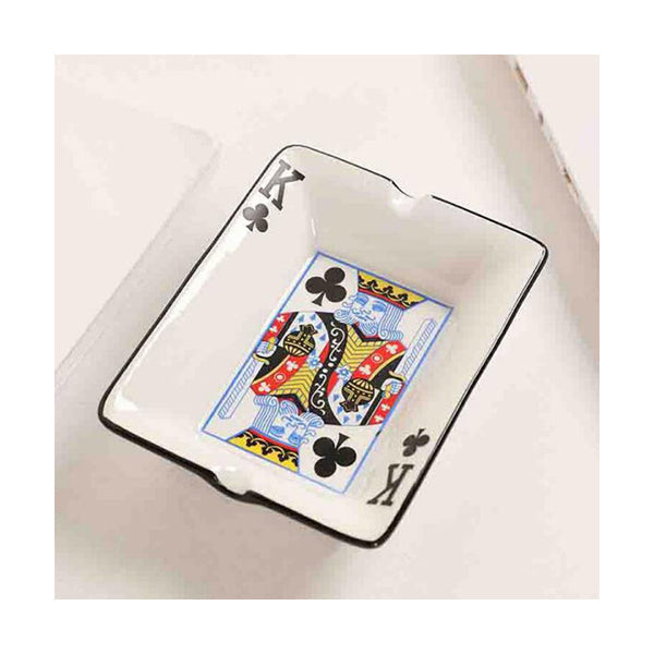 Mobileleb Smoking Accessories Brand New / Model-3 Creative Card Game Ceramic Ashtray - Size 12.7 x 9.8 cm - 97708
