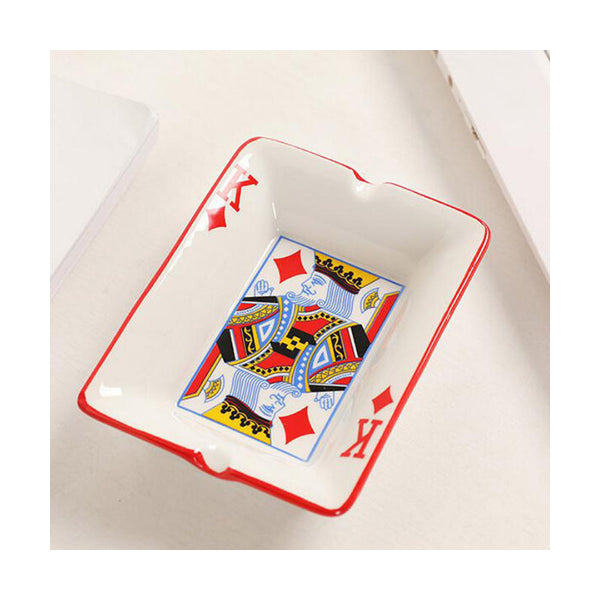 Mobileleb Smoking Accessories Brand New / Model-4 Creative Card Game Ceramic Ashtray - Size 12.7 x 9.8 cm - 97708