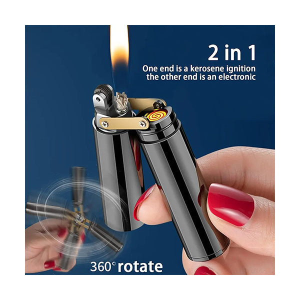 Mobileleb Tools 2 in-1 Kerosene Foldable Electronic Lighter #2020 - 98635