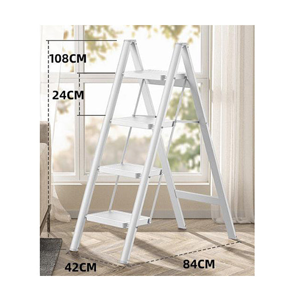 Mobileleb Tools White / Brand New 4-Step Ladder, Folding Step Stool with Wide Anti-Slip Thickened Pedal - 10823
