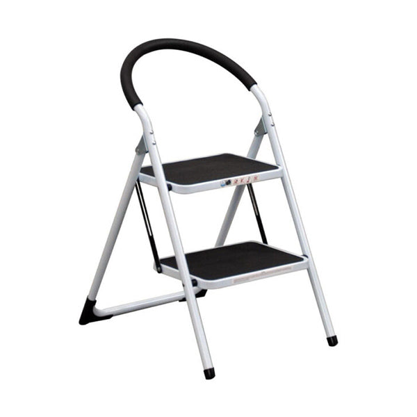 Mobileleb Tools Silver / Brand New / 2 Steps Foldable Metal Ladder for Home and Office Use - 97249, Available in Many Sizes