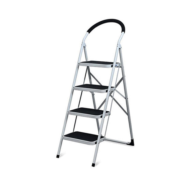 Mobileleb Tools Silver / Brand New / 4 Steps Foldable Metal Ladder for Home and Office Use - 97249, Available in Many Sizes