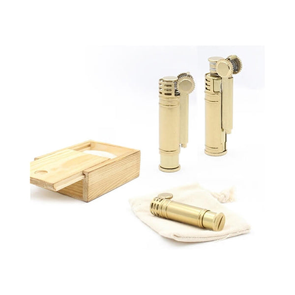 Mobileleb Tools Wood / Brand New Lighter, Gold Gasoline Wind Protection Lighter with Wooden Box - 15001