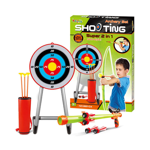 Mobileleb Toys Silver / Brand New 2 in-1 Kids Shooting Bow And Arrow Blow Gun Set - 95358