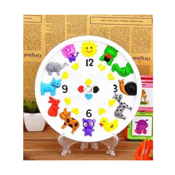 Mobileleb Toys Brand New / Animals Colorable Plaster Clock, Kids Coloring Clock, High-quality Coloring Plaster Clock with Coloring Set - 14319