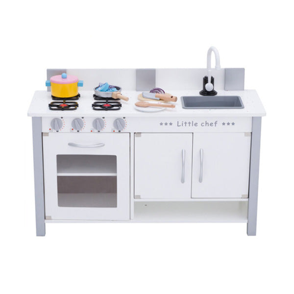 Mobileleb Toys White / Brand New White Wooden Pretend Wide Kitchen for Kids, Included Accessories - 95411