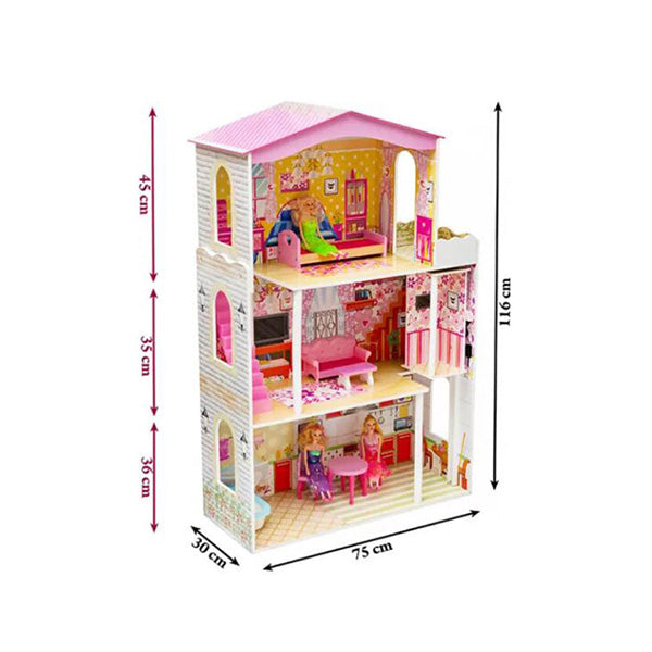 Wooden Dollhouse Kids Pretend Play Dream House Toy Price in