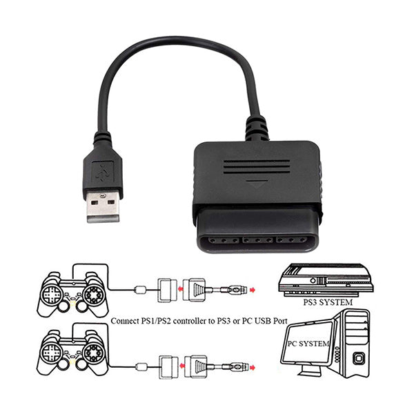 Mobileleb Video Game Console Accessories Black / Brand New Converter Adapter PS2 Controller to USB for PC - U813