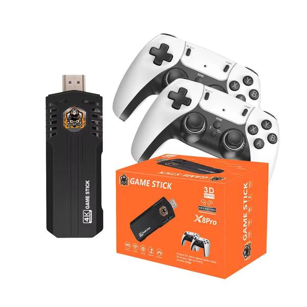 Mobileleb Video Game Consoles Brand New X8 Pro Gaming Stick Built-in Retro Games with Dual 2.4GHz Wireless Controllers, 4K HDMI Plug & Play Console