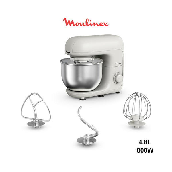 Moulinex Kitchen & Dining Moulinex Stand Mixer Bake Essential | Bake Essential | 4.8 L Bowl | Baking Kit | 6 easy-to-use speeds and a pulse function | 800W | Rise | QA160127