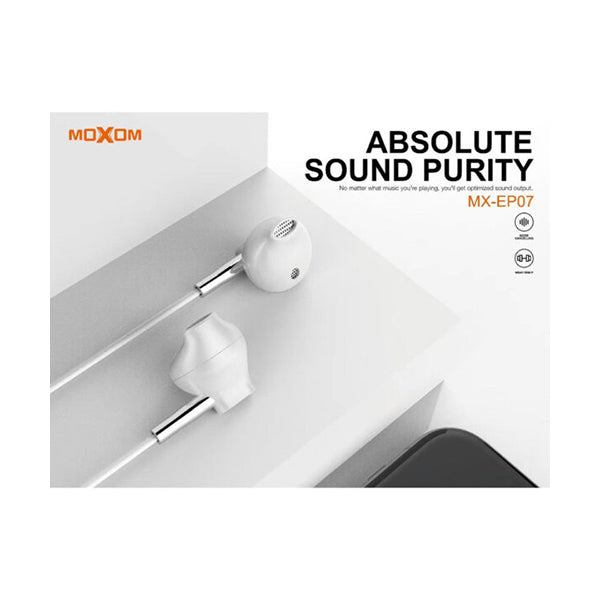 Moxom Audio White / Brand New Moxom, MX-EP07 High-Fidelity Music Earphone Noise