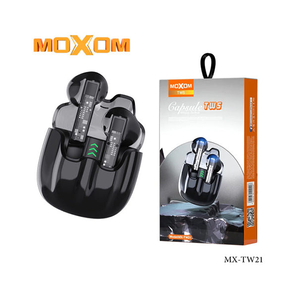 Moxom Audio Black / Brand New Moxom MX-TW21, Wireless Headphone TWS Capsule