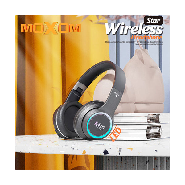 Moxom Audio Black / Brand New Moxom mx-wl56, Star Led Wireless Headphone