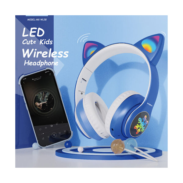 Moxom Audio Blue / Brand New Moxom MX-WL58 Cat Wireless Bluetooth Headphone