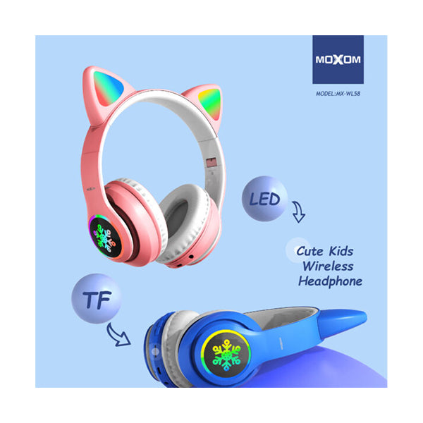 Moxom Audio Pink / Brand New Moxom MX-WL58 Cat Wireless Bluetooth Headphone