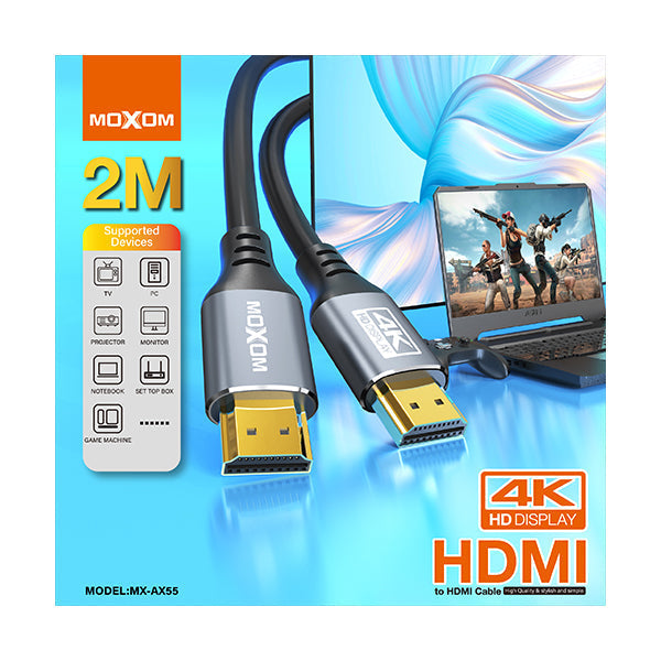 Moxom Electronics Accessories Black / Brand New Moxom HDMI To HDMI Cable 4K HD Display 2M MX-AX55