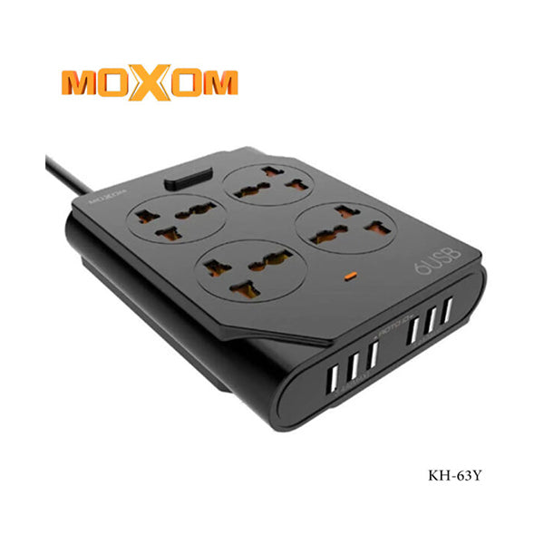 Moxom Electronics Accessories Black / Brand New Moxom KH-63Y, Extension Lead with USB 6 Ports - KH-63Y