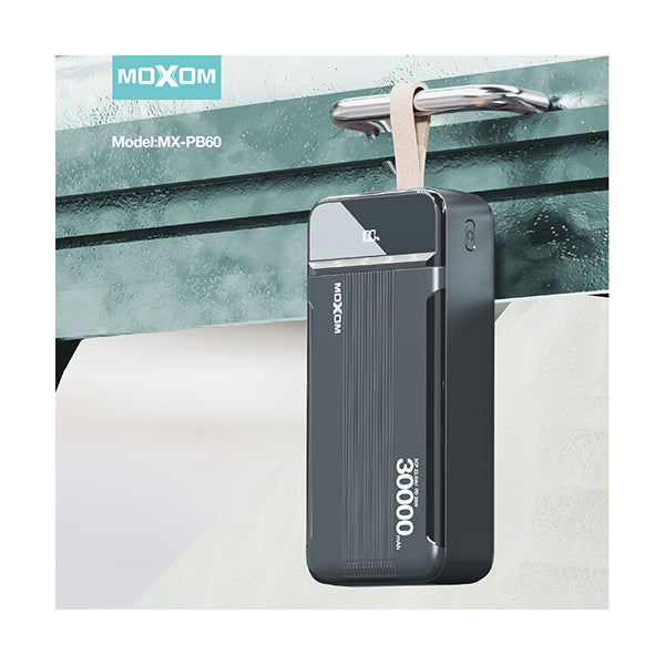 Moxom Electronics Accessories Black / Brand New Moxom MX-PB60 22.5w Super Fast Charger Giant LCD 30,000 Mah Power Bank