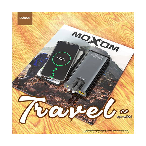 Moxom Electronics Accessories Black / Brand New Moxom MX-PB82 10,000 Mah LCD Transparent Power Bank PD 20W SCP 22.5W Power Bank Built-In Cable