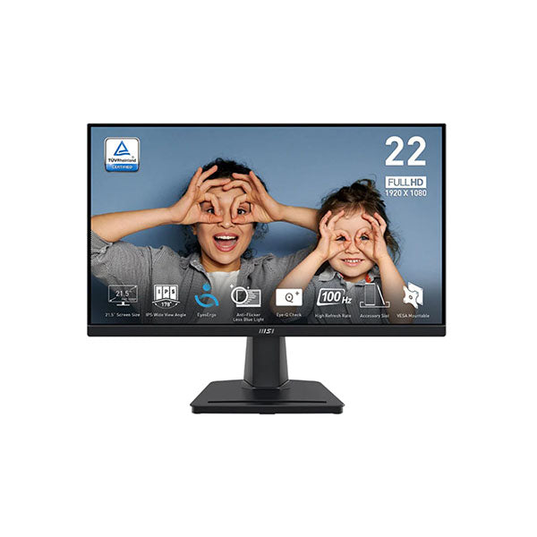 MSI Video Black / Brand New / 1 Year MSI PRO MP225 – 21.5 Inch – FHD – 1920 x 1080 IPS Panel – 100 Hz – Eye-Friendly Screen – Tilt-Adjustable