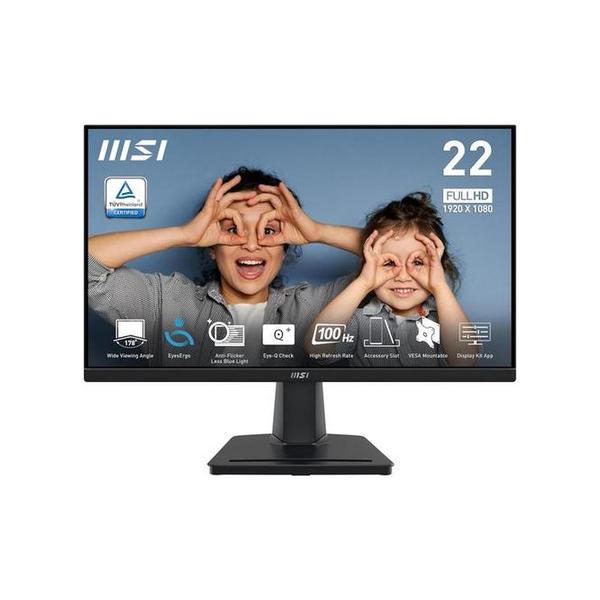 MSI Video Black / Brand New / 1 Year MSI PRO MP225V, 22-inch, 1920 x 1080 (FHD) Computer Monitor, 100Hz, Adaptive-Synch, HDMI, Video Port, Low Blue Light, Eye-Q Check, VESA Mountable, Tilt, 1ms, Black