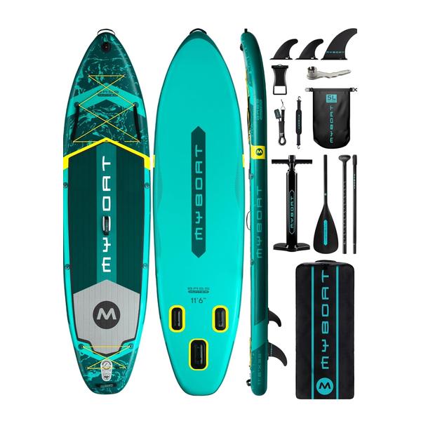 MyBoat Myboat Brand 11'6"x35"x6" Inflatable Paddle Board Double Layer 450lb Capacity Premium Stable Inflatable Paddle Board Touring My Boat Kayak Sup Board Fishing