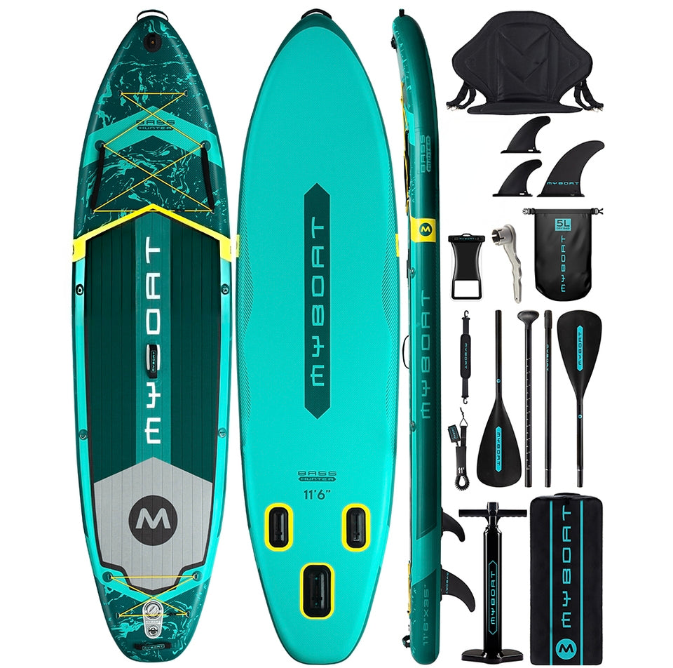 MyBoat Outdoor Recreation Myboat Brand 11'6"x35"x6" Inflatable Paddle Board Double Layer 450lb Capacity Premium Stable Inflatable Paddle Board Touring My Boat Kayak Sup Board Fishing