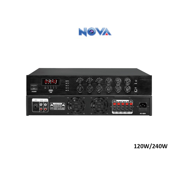 Nova Audio Nova Zone Volume Mixer Amplifier with Echo & Repeat Audio 120W NVA-AMPL-3240UT