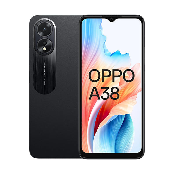 OPPO Communications Glowing Black / Brand New / 1 Year Oppo A38 12GB/128GB (6GB Extended RAM) + Free Buds + 1 Year Screen Replacement Warranty + 2 Months Youtube Premium Subscription