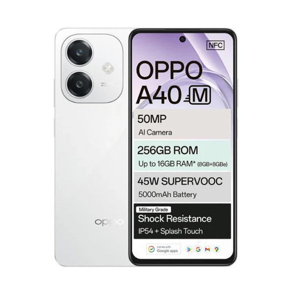 OPPO Communications White / Brand New / 1 Year Oppo A40m 12GB/256GB (6GB Extended RAM) + 1 Year Screen Replacement