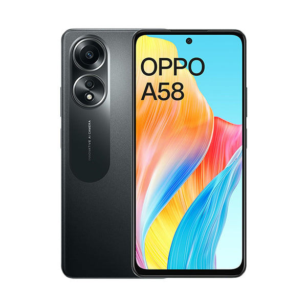 OPPO Mobile Phone Glowing Black / Brand New / 1 Year Oppo A58 16GB/128GB (8GB Extended RAM)