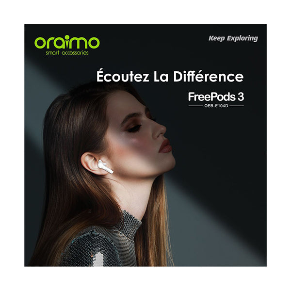 Oraimo Audio White / Brand New / 1 Year Oraimo FreePods 3 True Wireless Earbuds