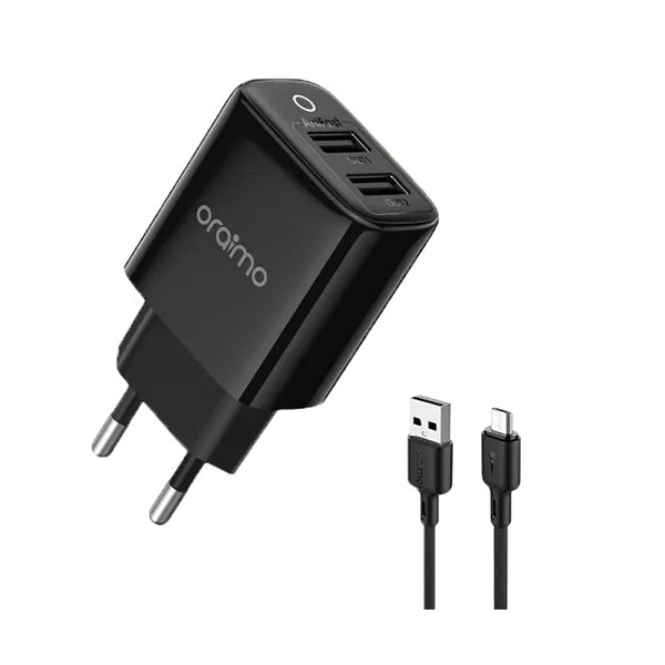 Oraimo Electronics Accessories Black / Brand New / 1 Year Oraimo, Firefly 2U, OCW-E67D, 12W Wall Charger Kit - M53 Cable Micro USB