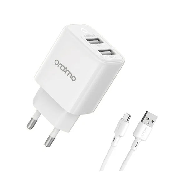 Oraimo Electronics Accessories White / Brand New / 1 Year Oraimo, Firefly 2U, OCW-E67D, 12W Wall Charger Kit - M53 Cable Micro USB