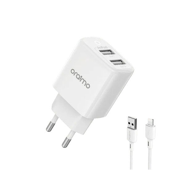 Oraimo Electronics Accessories White / Brand New / 1 Year Oraimo Firefly 2U OCW-E67D +L53, 12W Wall Charger Kit